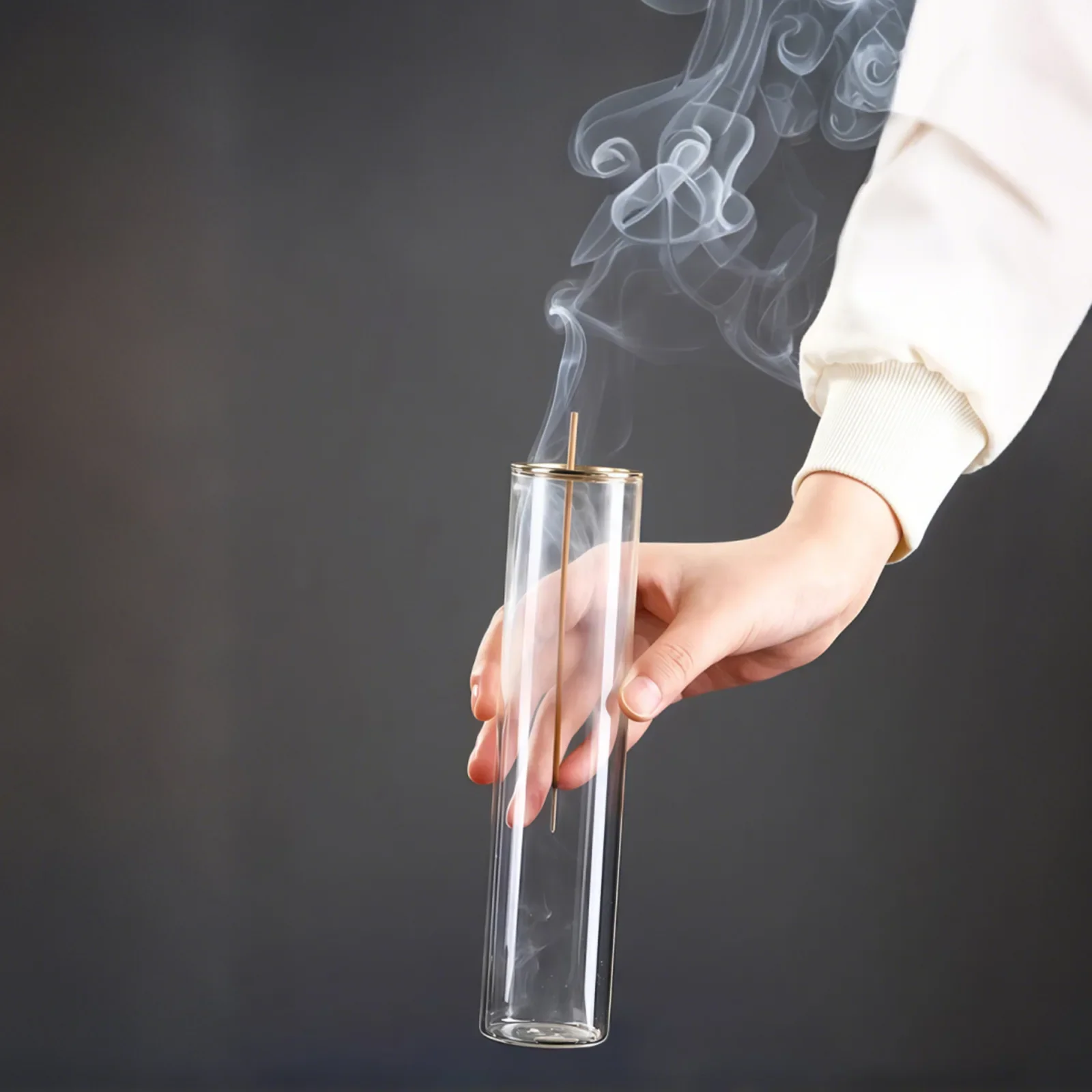 

Line Incense Burner Glass Hardware Upside Down Metal Clip Glass Tube Anti-ash Fly Incense Burner Incense Home Ornaments