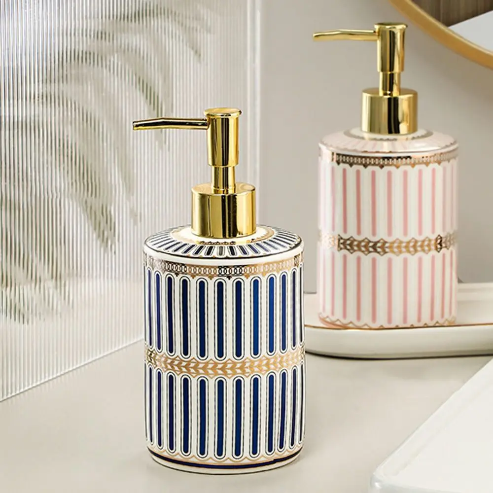 Colorful Painted Soap Dispenser Luxury Ceramic Refillable Soap Pump Bottle Empty Lightweight Liquid Lotion Dispenser Hotel