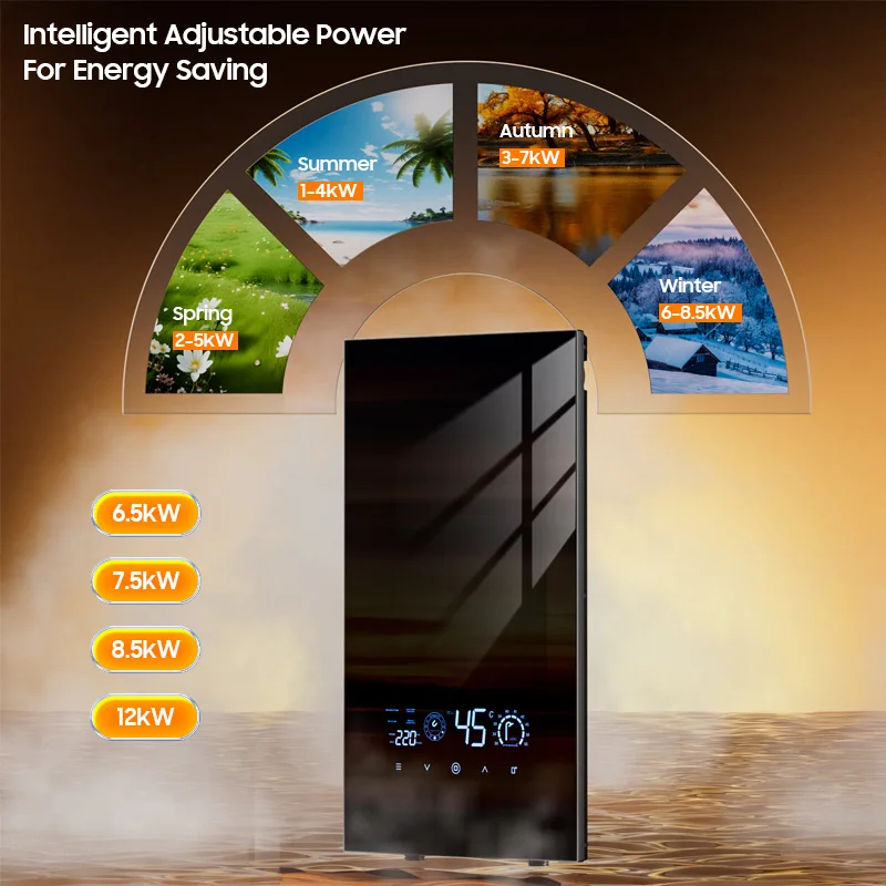 High Quality Home 8kW 12kW Smart Electric Instantaneous Tankless Hot Geyser Shower Water Heater for Bathroom