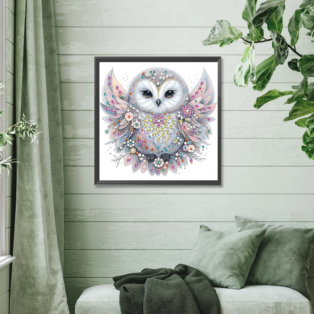 5D DIY Partial Special Shaped Drill Diamond Painting Kit Bald Owl Home Decor