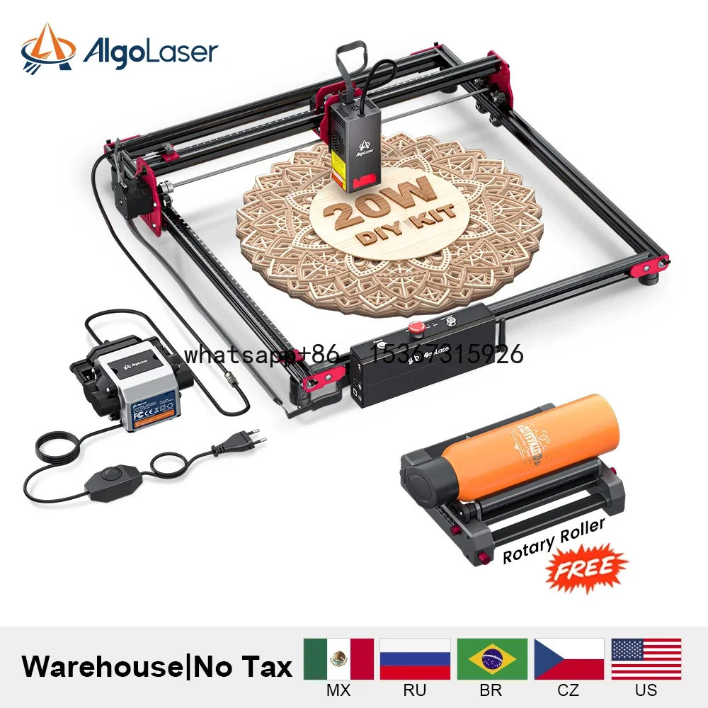 

alaser DIY KIT 144W Powerful Laser Engraver Cutter With Rotary Roller Wifi Offline CNC Woodworkers Engraving Cutting Machine