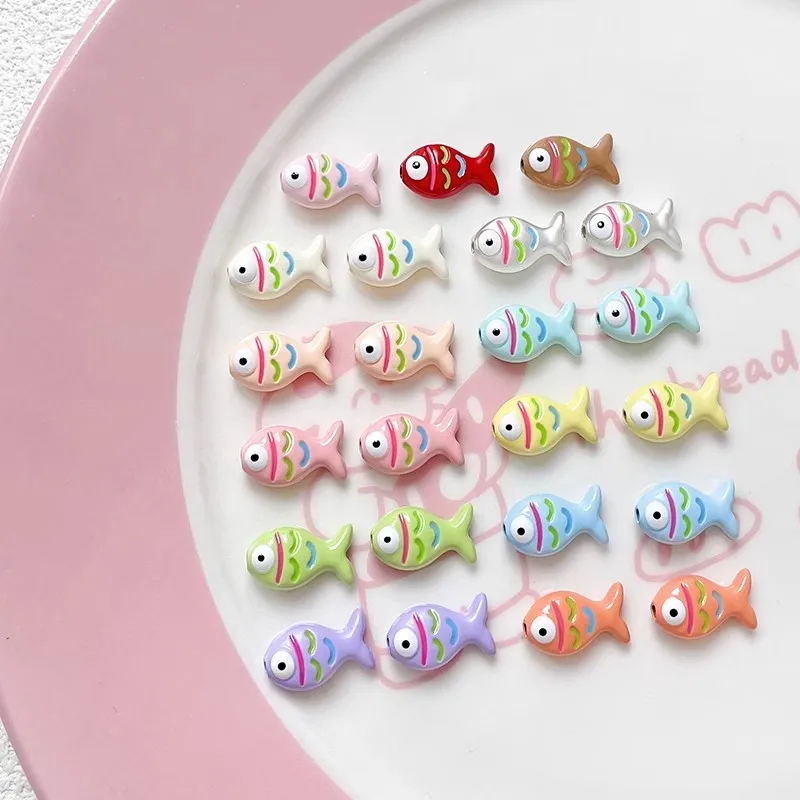 Cartoon color fish shape 50pcs/lot resin beads diy jewelry garment/earring/bag/key accessory