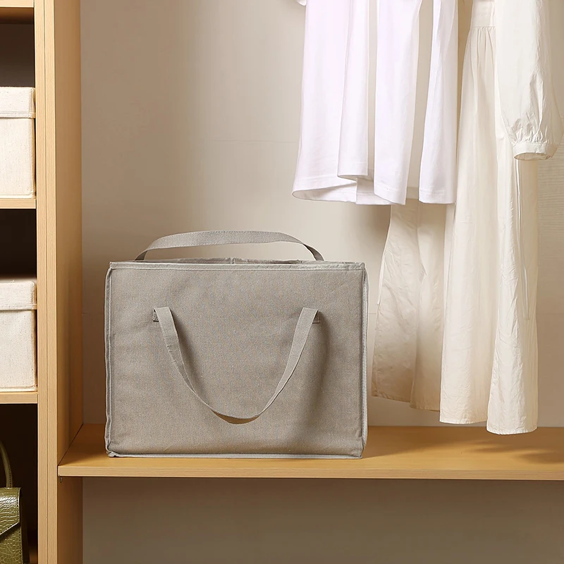 삼각형 옷걸이 보관 가방, 손잡이와 바닥이 있는 패브릭 옷 보관 바구니, 옷걸이 보관 공간 절약 가능