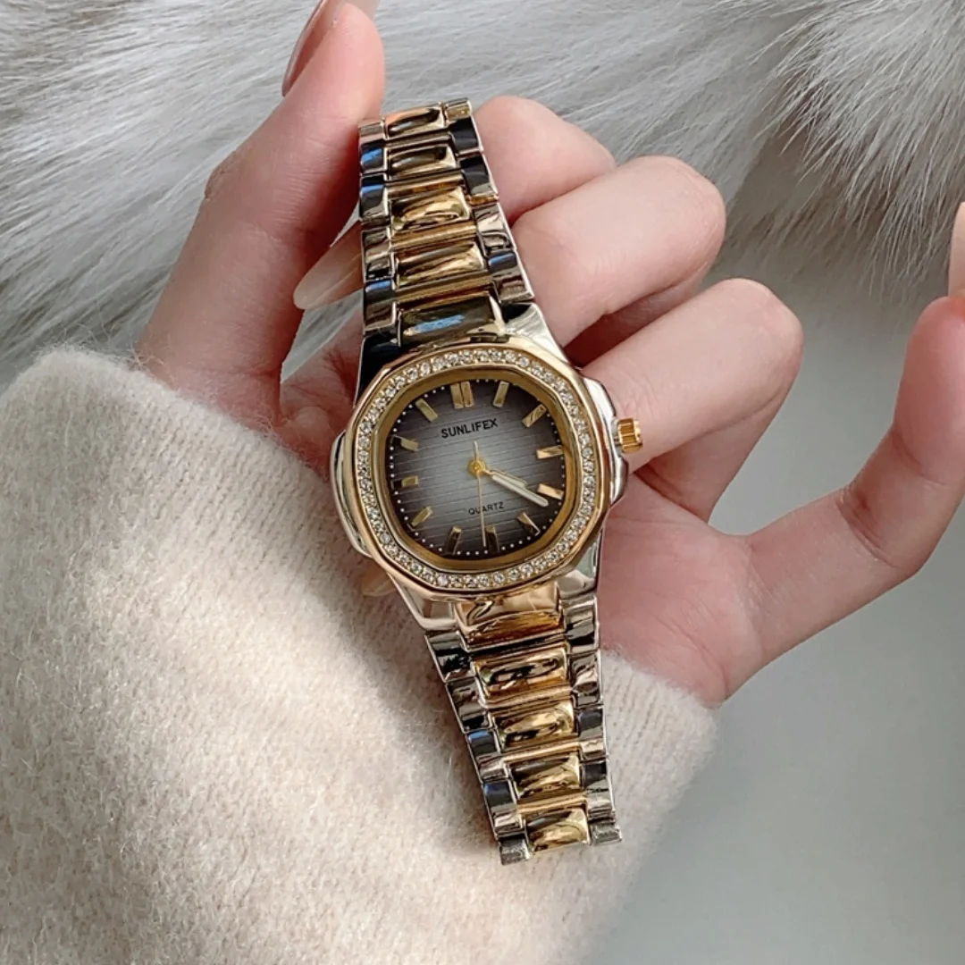 Sunlifex Women Quartz Watch Business Rhinestone Wristwatches Gift For Friends Family Women's Watches Relogio zegarek damski