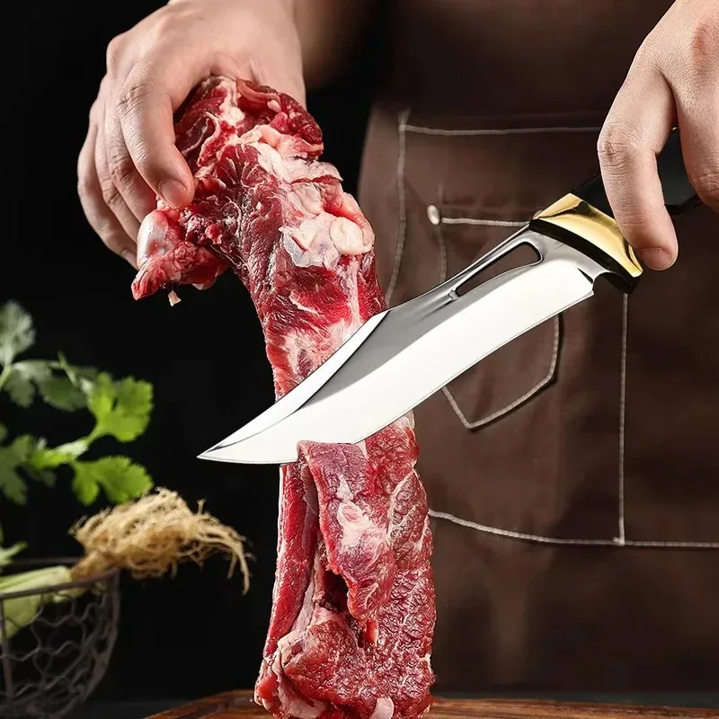 الفولاذ المقاوم للصدأ اليد مزورة سكين نزع العظم متعددة الوظائف سكين الجزار قطع اللحوم لسكاكين المطبخ أدوات الطبخ شواء
