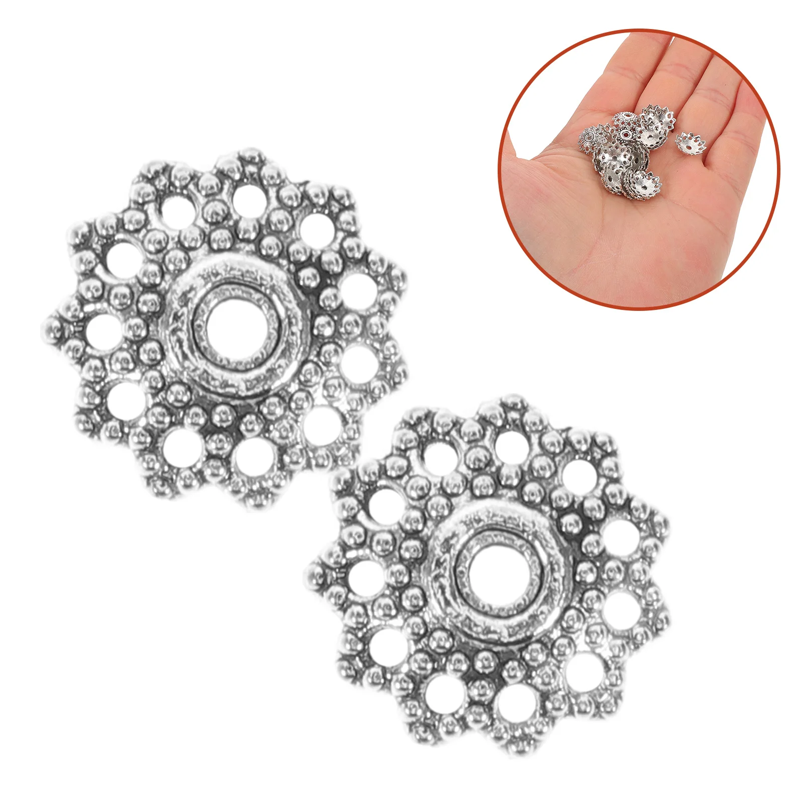 

300 шт. винтажные шапочки из бисера для изготовления ювелирных изделий, серебряный сплав, филигранная цветочная прокладка, полые подвески, фурнитура для рукоделия «сделай сам»