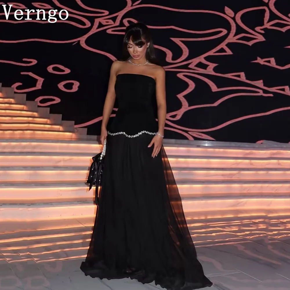 Verngo Black Velvet Evening Drss Sequined A Line Strapless Prom Gowns Women Elegant Prom Party Dress Customized