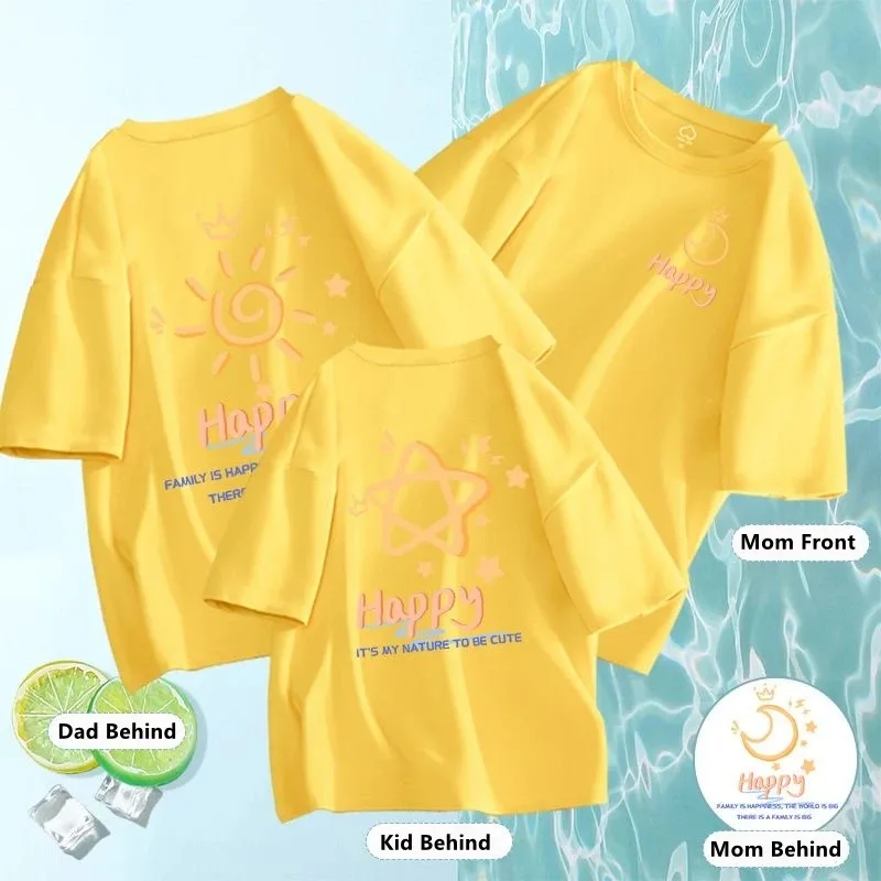 Mom Dad and Me Family Matching Cute Cartoon T-shirt Family Look Matching Outfits Father Daughter Son Clothes Kids Baby Outfits