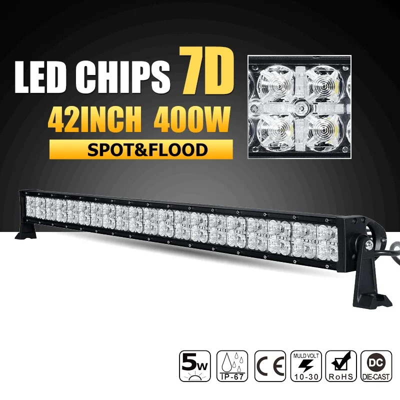 400W 42inch 7D LED Light Bar Offroad Combo Beam Led Working Light Bar ATV Truck SUV 4WD 4x4 Daytime Running Driving Lamp