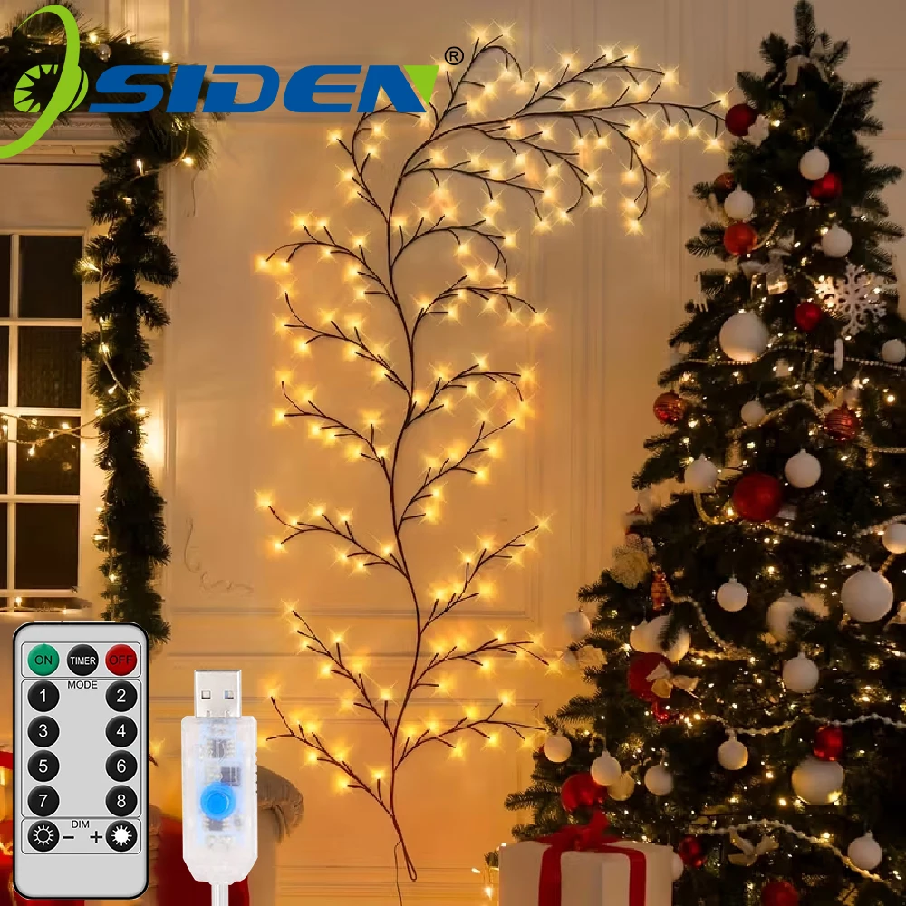 

USB/солнечная батарея 96 светодиодов гибкая ивовая лоза свет для свадебной вечеринки Рождественский декор для комнаты дома настенный сказочный свет