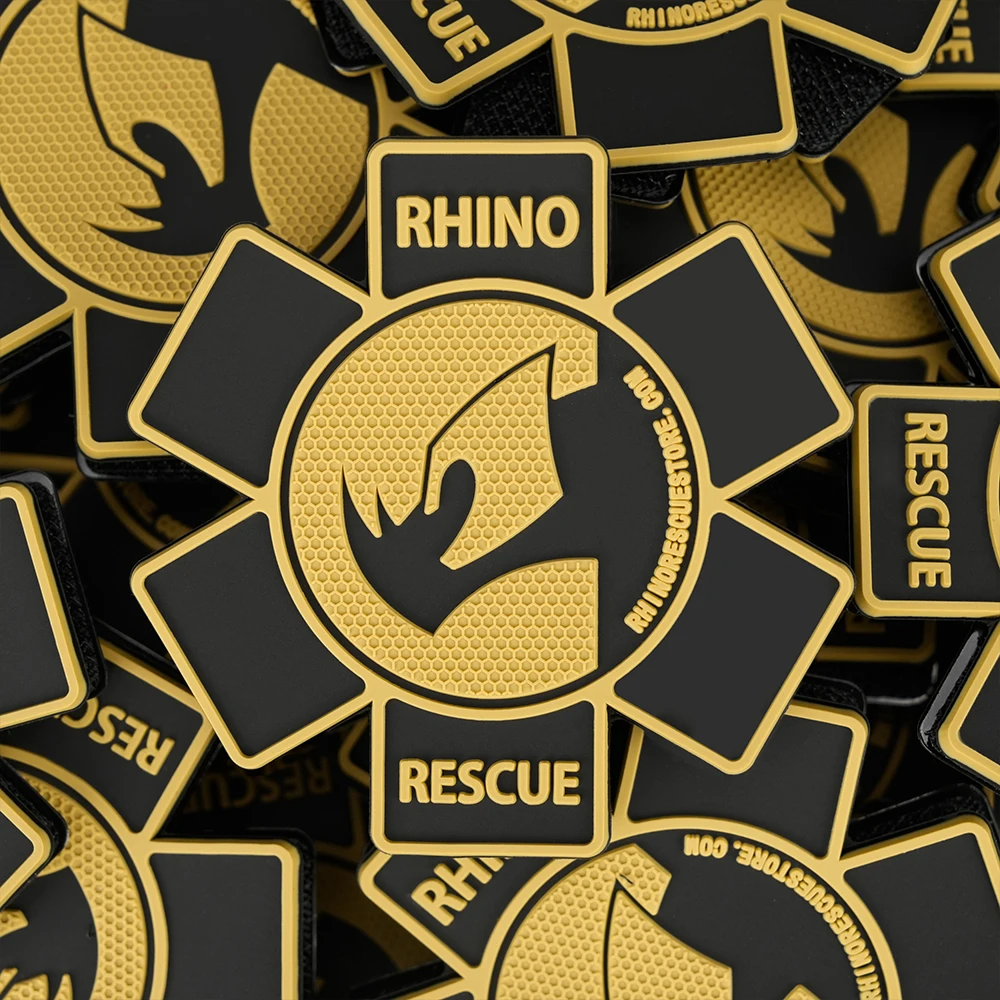 Rhino Rescue Patch Morale Chapter Medic Rubber Medical Paramedic Tactical Morale Badge Patches Hook Fasteners Backing