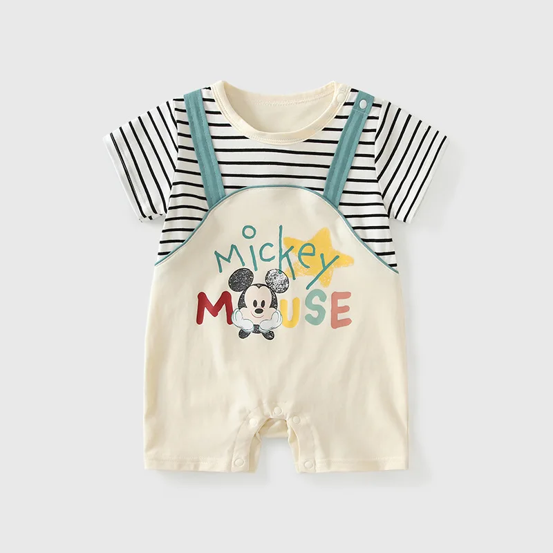 

Summer Korean Style Cotton Striped Mickey Cartoon Patchwork Cute Rompers for 0-2 Years Old Jumpsuits One-Pieces Baby Clothes