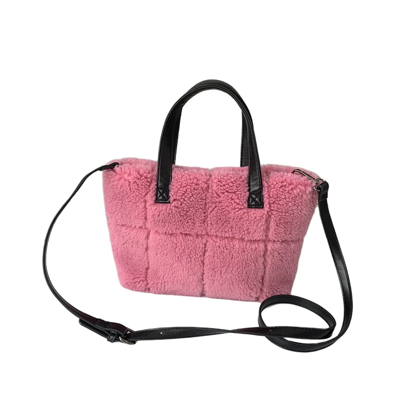 أفخم المرأة حقيبة يد حقيبة فو الفراء حقيبة كتف الخريف الشتاء جديد الفراء حقيبة يد المرأة حقيبة سعة كبيرة حمل حزمة حقيبة كروسبودي #5