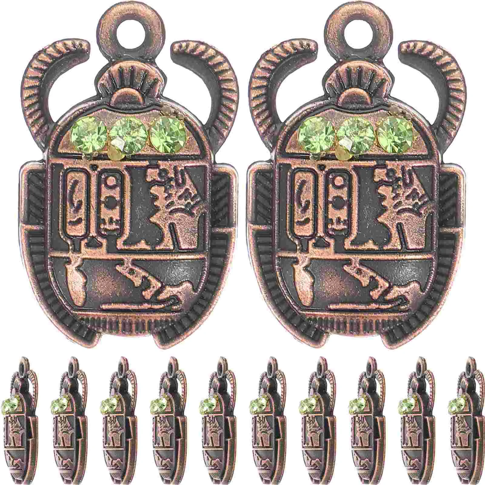 20 Pcs Scarab Pendant Keychain Beetle Rhinestone Jewelry Metal Charm Egyptian DIY Alloy Necklace image 6