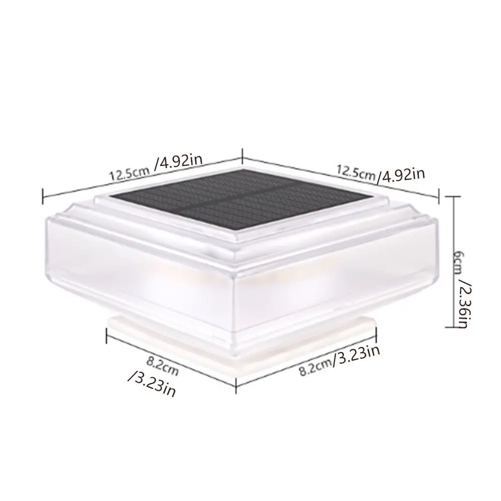 Waterproof Solar Post Light White / Warm Light Square Solar Column Headlight Lighting Solar Powered LED Pillar Cap Lights