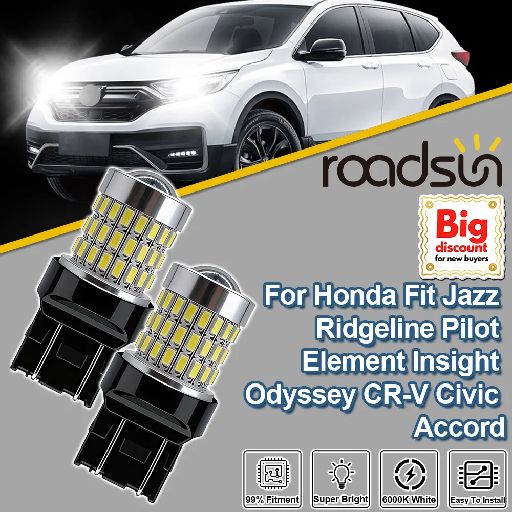 Lâmpadas de Freio LED com Lente Projetora W21/5W 7443 T20 DRL para Honda Fit, Jazz, Ridgeline, Pilot, Element, Insight, Odyssey, CR-V, Civic, Accord