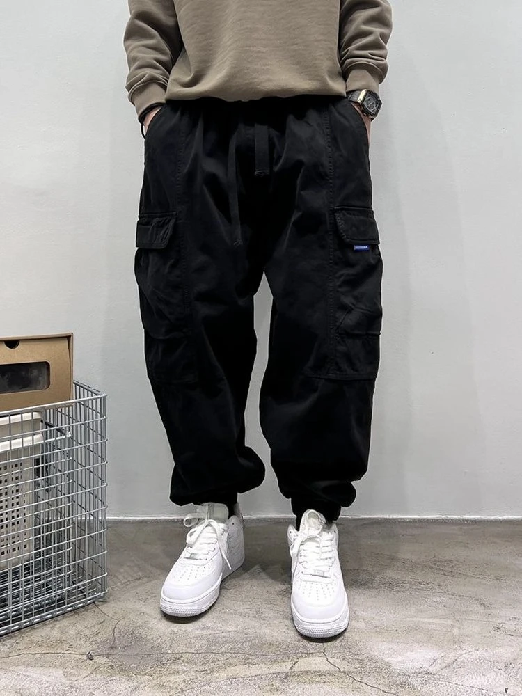 

Черные мужские брюки-карго Trekking Mountain, мотоциклетные дешевые модные мешковатые повседневные роскошные мужские брюки в корейском стиле стандартной посадки