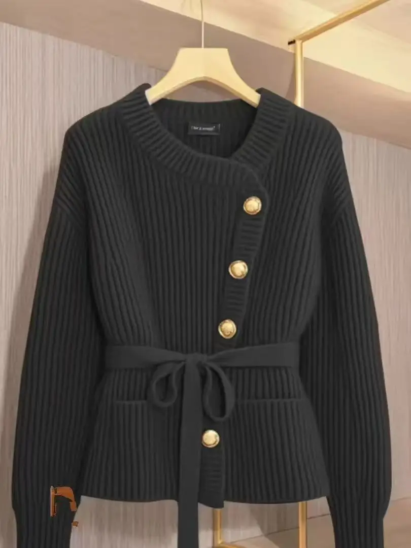 

Temperament Small Fragrance Knitted Sweater Women's 2025 Autumn New French High-End Waist Top Slimming Down