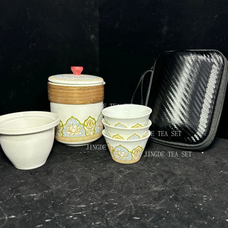 

One pot and three cups camping ceramic portable travel tea set Kung Fu outdoor tea pot Outdoor products