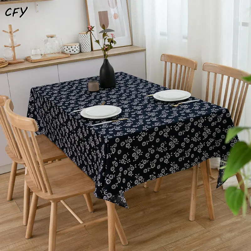 Cotton Linen Tibetan Revival Rectangular Tablecloth Floral Dining Table Cover Kitchen Home Decoration Tablecloth Table Cover