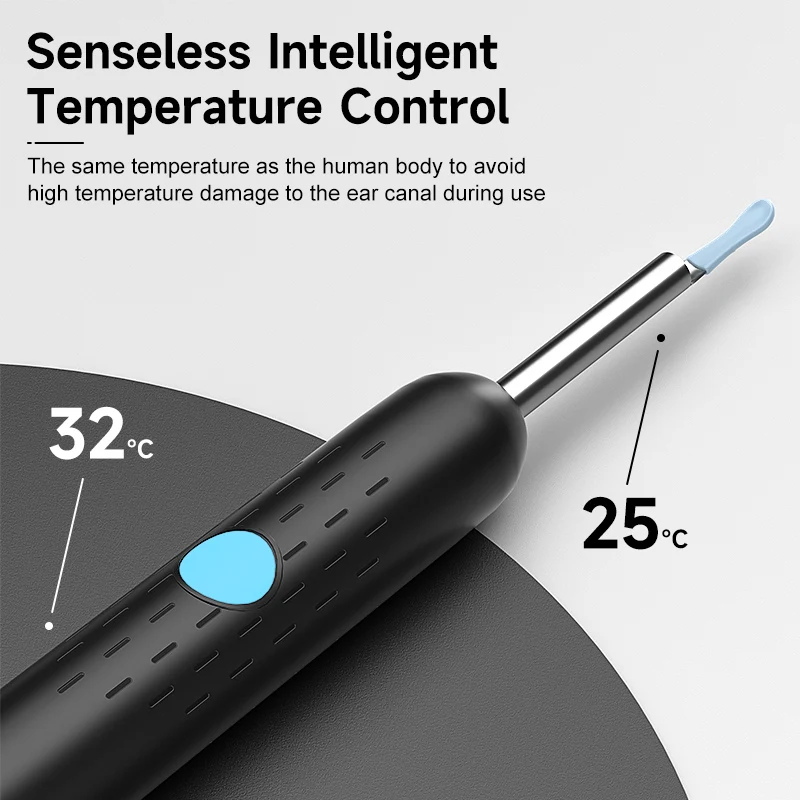 Smart Wireless Ear Cleaner with Gyroscope Stabilization 2.4G HD Ear Camera Auto-Direction Lock 35Min Runtime 130mAh Fast-Charge