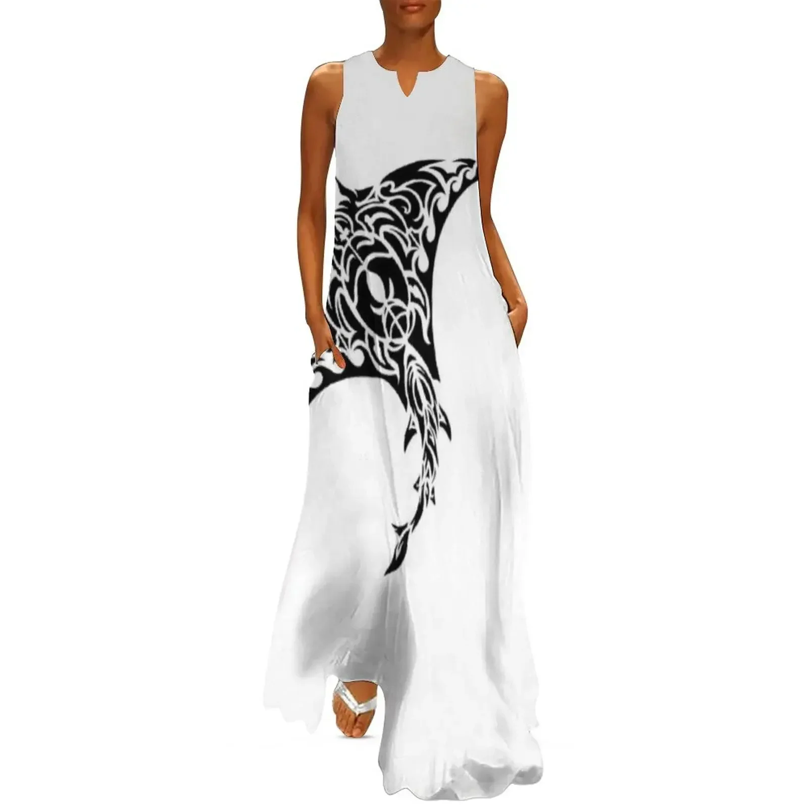

Manta Ray Tribal Art Long Dress women's summer jumpsuit dresses for women long dress women chic and elegant evening dress