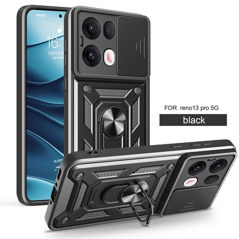 Reno13 Pro 5G Case Matel Ring Armor Phone Case For Oppo Reno 13 13Pro 5G Magnetic Stand Holder Cover On Opo Orro Reno13Pro 5G