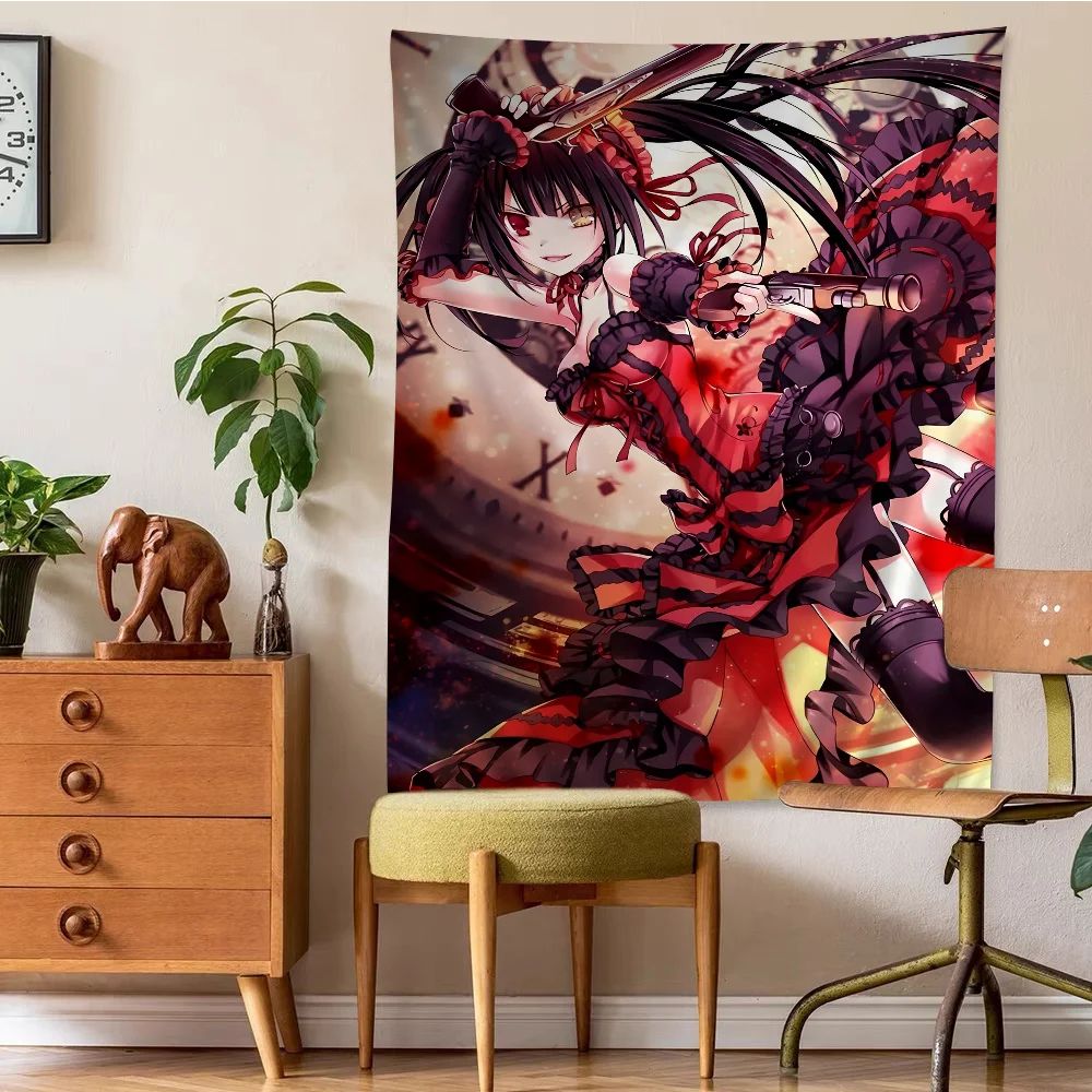 Tokisaki Kurumi Cartoon Tapestry Bohemian Wall Tapestries Mandala Wall Hanging Sheets