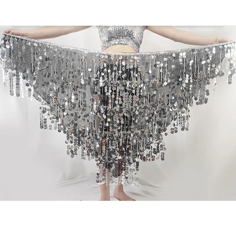 النساء الترتر الرقص الشرقي طويل وشاح الورك شرابات كرنفال زومبا تنّورة ملفوفة الهذيان الزي الحفل حزام خصر زي عربي