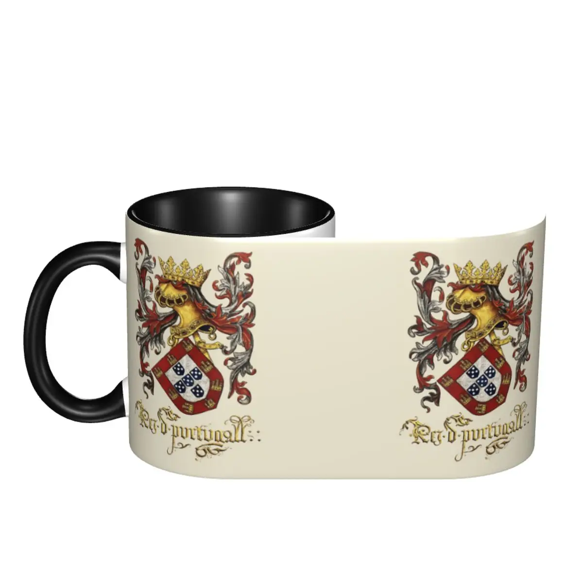 DIY الأسلحة من ملك البرتغال أكواب السيراميك شخصية Livro do Armeiro-Mor فنجان القهوة هدية الإبداعية