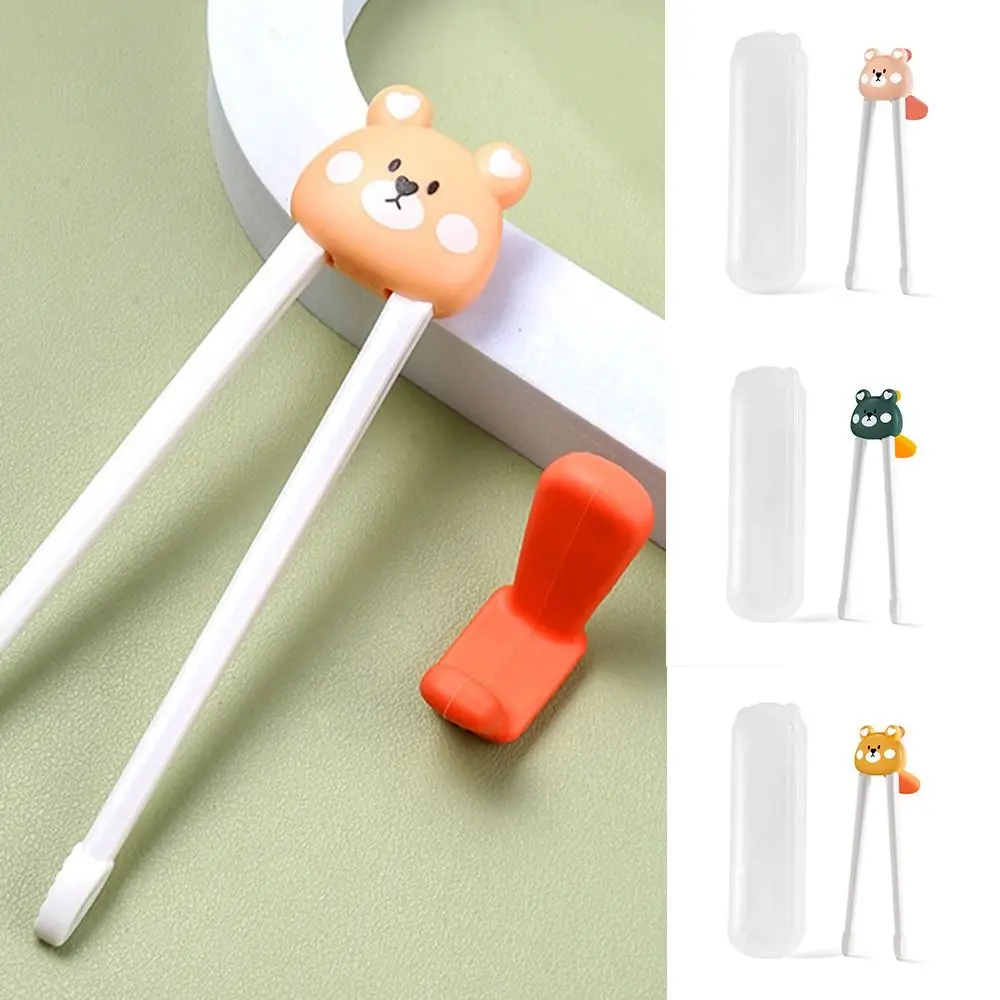 Animal Cute Bear Training Chopsticks Silica gel With Box Eating Practice Plastic Kitchen Tableware Cartoon Chopsticks