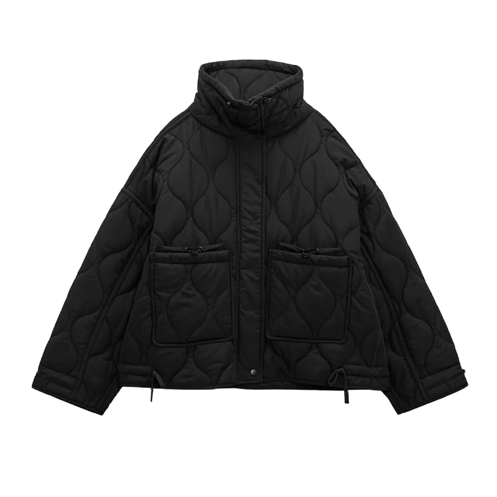 2023 Women\'s New Quilted Jacket Padded Winter Coat Zipper Stand Collar Lightweight Jackets Outerwear Streetwear Female Parkas