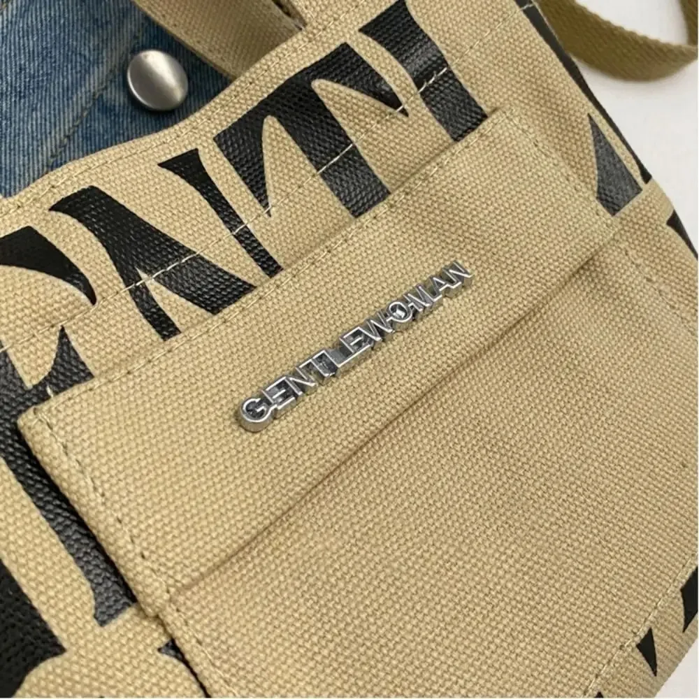 حقيبة كتف للنساء من القماش بلون سادة حقيبة ساعي البريد حقيبة حمل عصرية مطبوعة بحروف كاجوال حقيبة كروس ذات سعة كبيرة #6