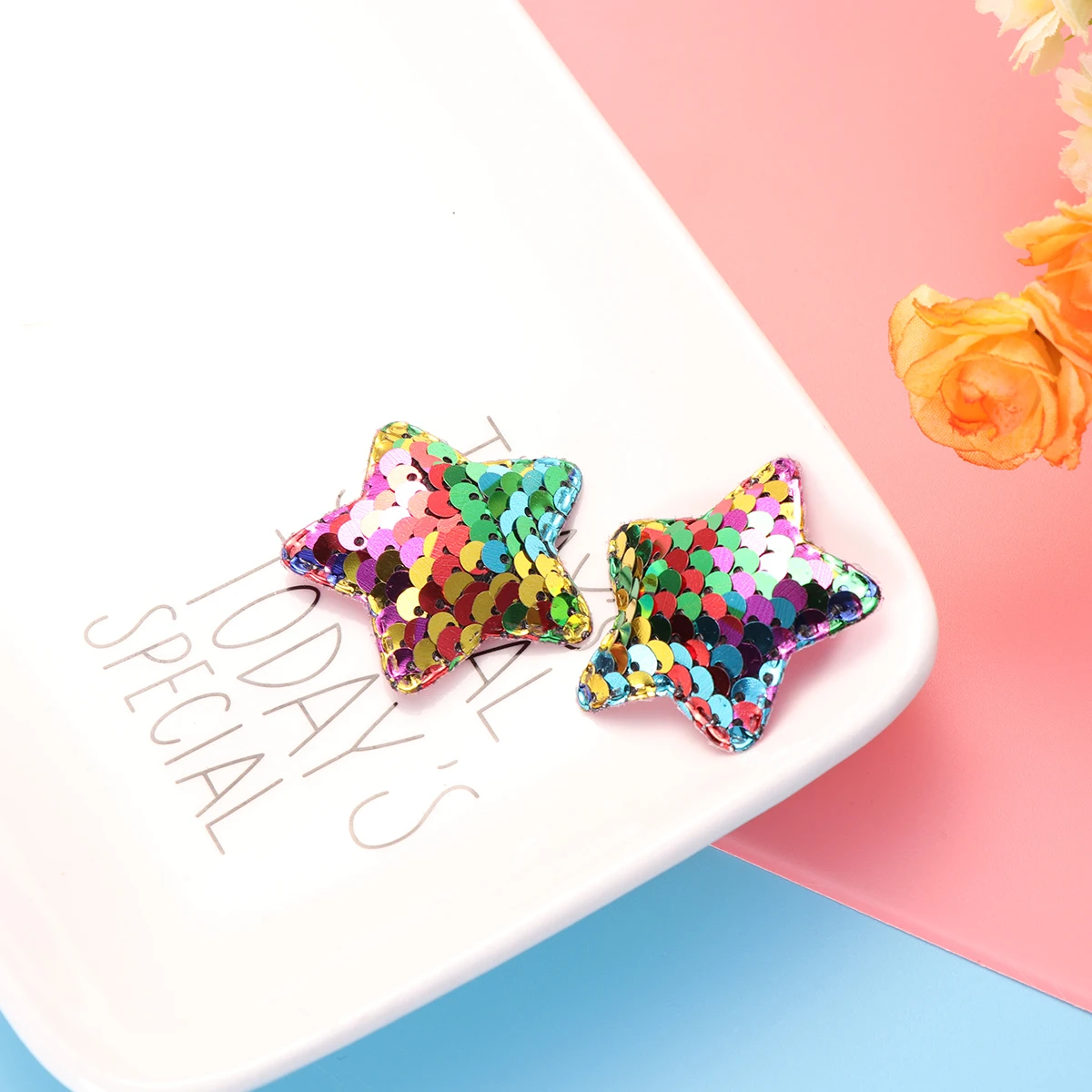 

5pcs Sequin Star Patches Mermaid Scale Crafts Supplies DIY Hair Accessories Gifts Sewing Decor Elastic B Sequins