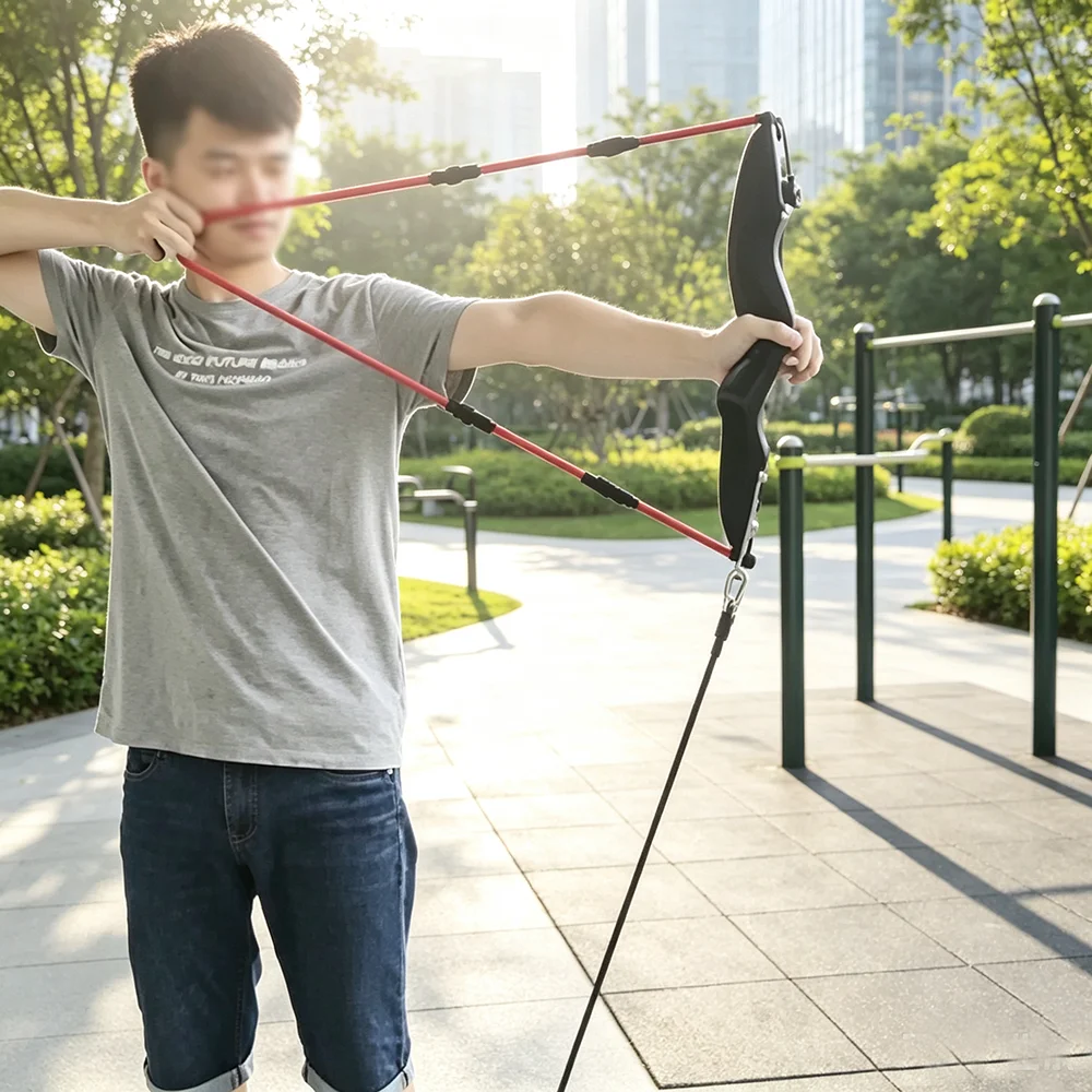 Wooden Archery Bow Trainer Stretch Band Finger Strength Resistance Training Equipment for Archery Puller