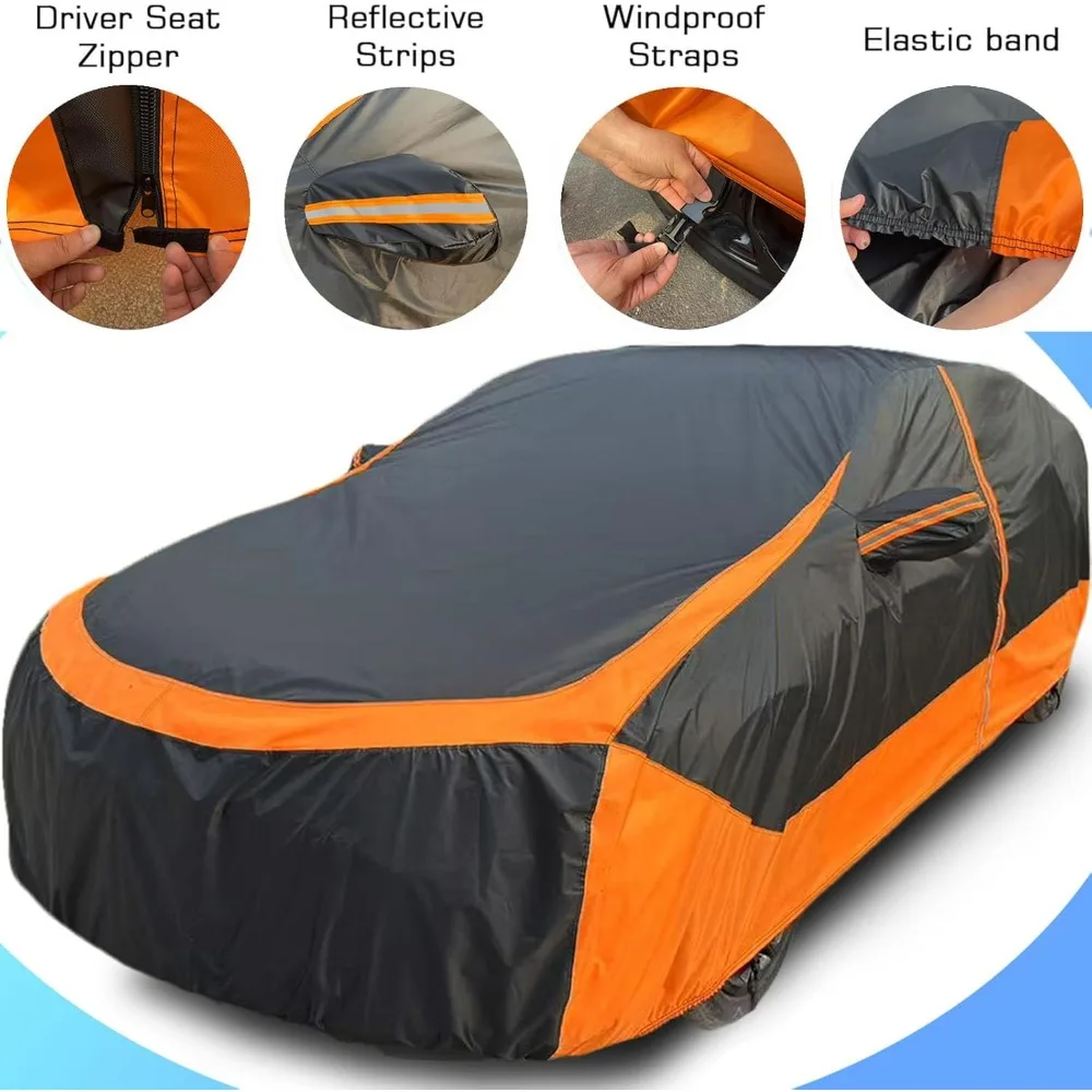 Allwetter-SUV-Autoabdeckung mit Tür mit Reißverschluss und reflektierendem Streifen für kompakte Crossover-Modelle