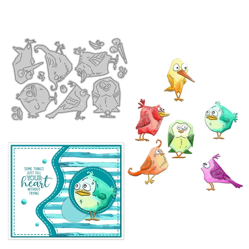 Cute Fatty Birds Sparrow Cutting Dies DIY Scrapbooking Supplies Metal Dies Knife Mold For Card Making Albums Decor