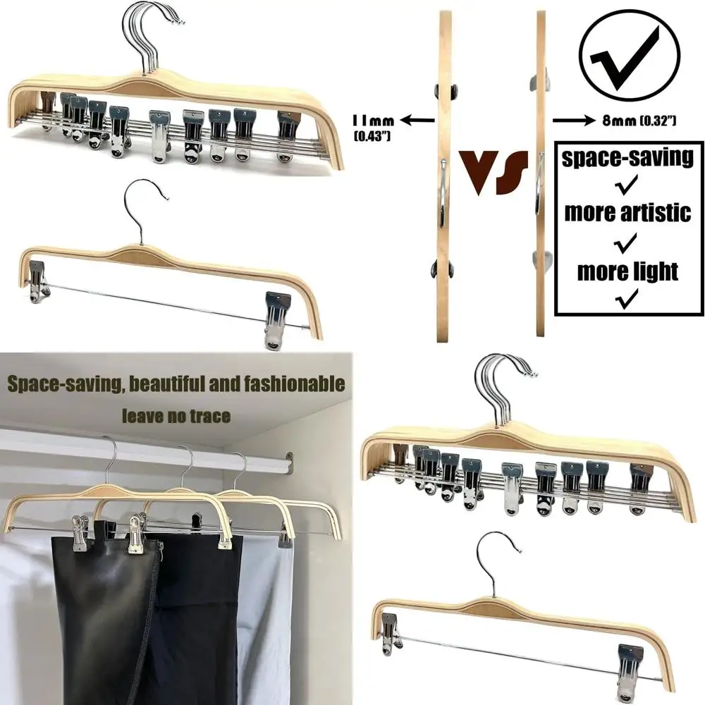 

Деревянные вешалки 14,5 дюймов с регулируемыми зажимами для юбок, брюк, джинсов и шорт