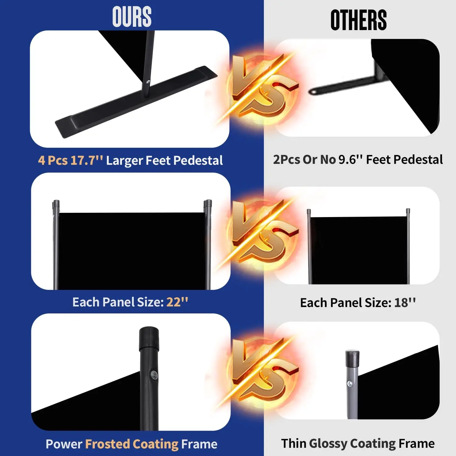 6 Panel Room Divider, 11 Ft Wide Folding Privacy Screen for Room Separation, Portable Partition for Office Bedroom Studio Black