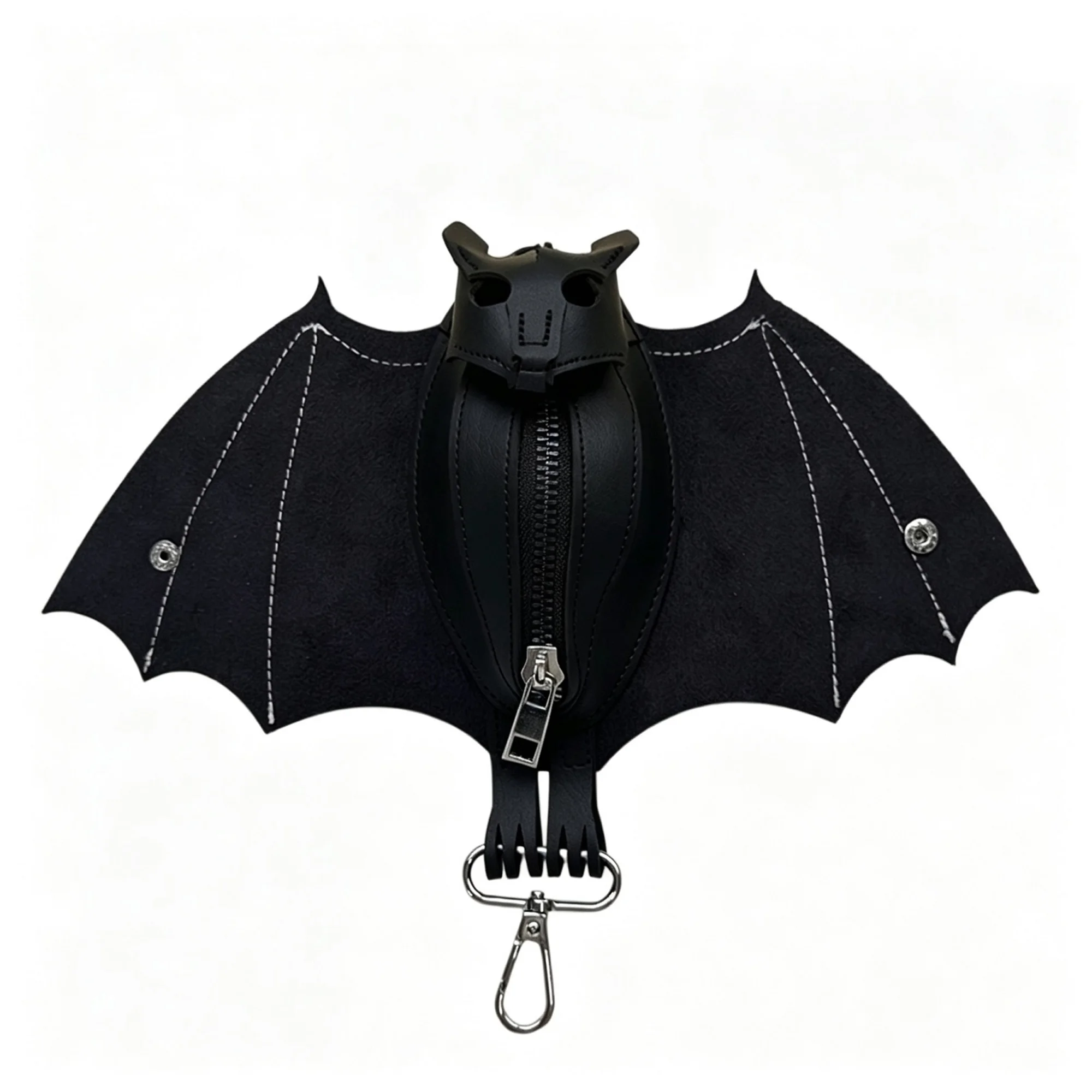 Halloween Coin Purse Keychain Gothic Bat PU Leather Wallet Mini Coin Pouch