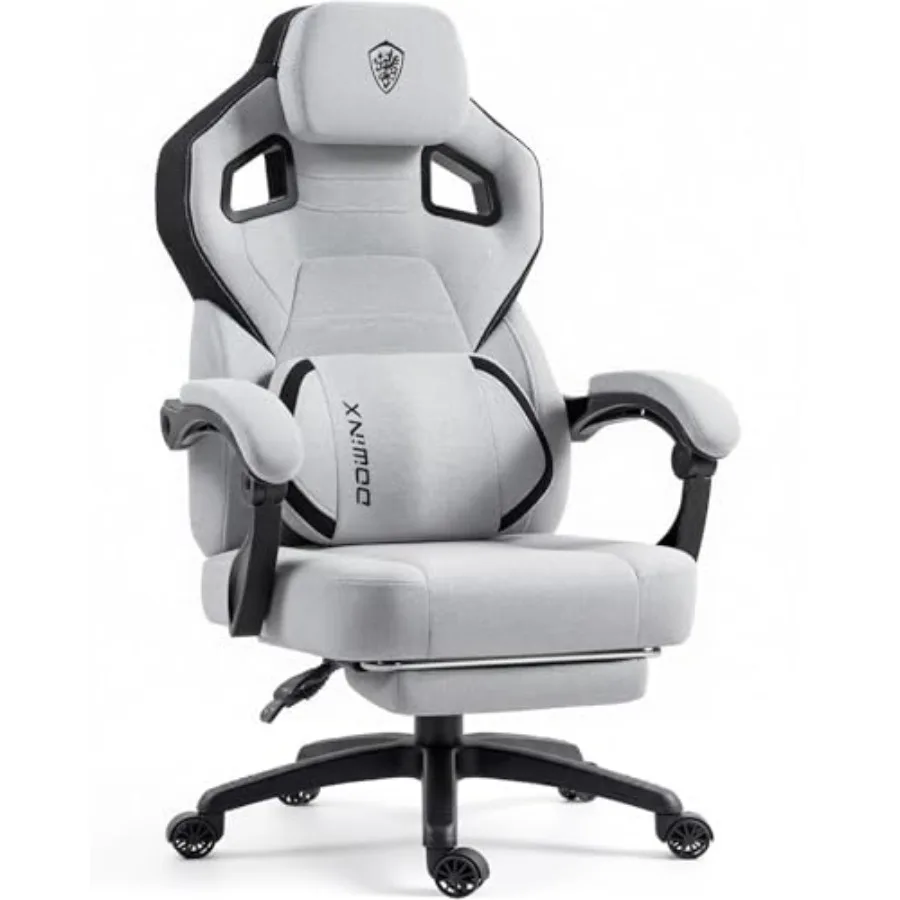 Big and Tall Gaming Chair with Footrest for extended gaming sessions, premium PU leather in Gray, ergonomic support and adjusta