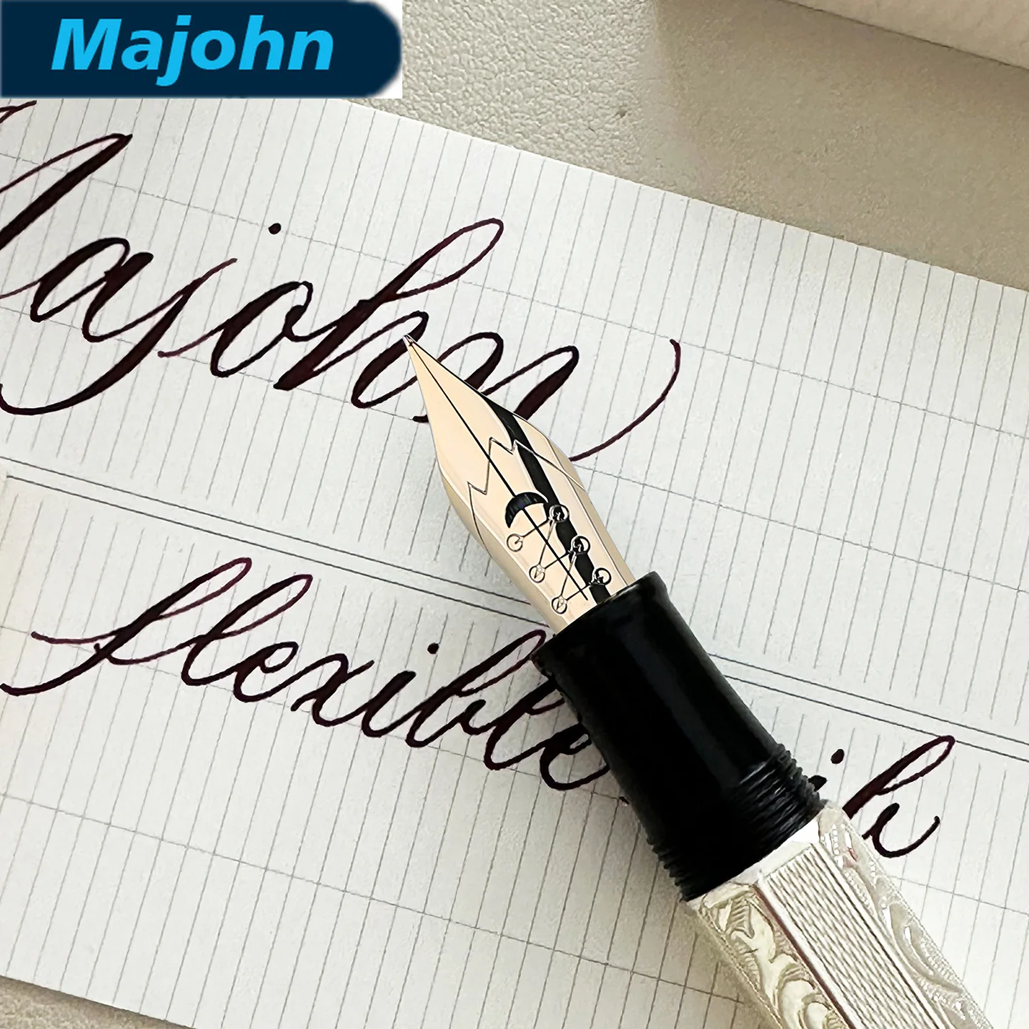 MAJOHN P139 138 Amazing Rlastic Flex Nib Fountain Pen Flexes Nib Pen Sketch Floral Round Gothic Softness Flexare Writing Pen