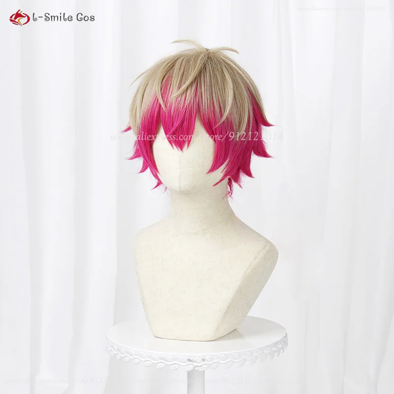 أنيمي أليكسس نيس تأثيري الباروكات 32 سنتيمتر الكتان روز مختلط الباروكات تأثيري أنيمي شعر مستعار تأثيري مقاومة للحرارة الاصطناعية الشعر + غطاء شعر مستعار #4