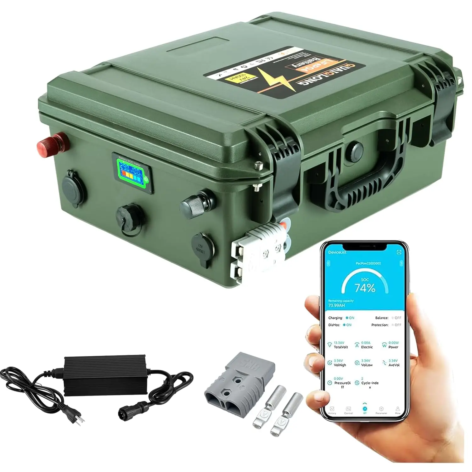 

24V 100Ah LiFePO4 Battery Bluetooth,24v lithium battery Built-in 120A BMS 2560Wh,4000+ Deep Cycle,Perfect for, Custom