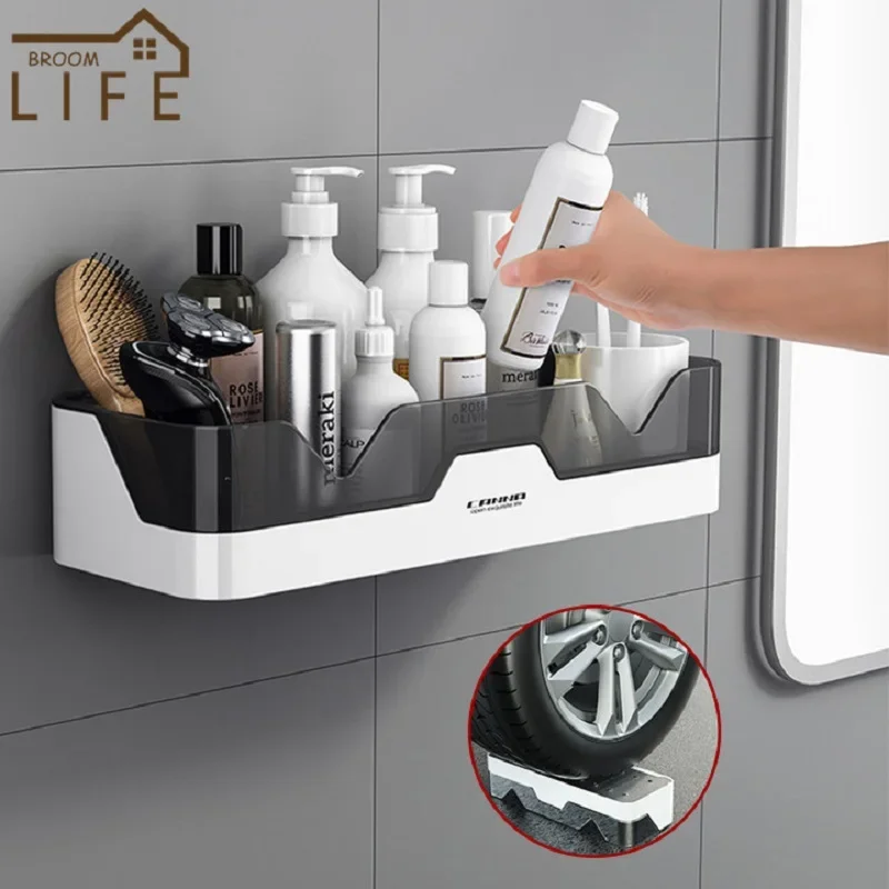 

Bathroom Shelf WC Shampoo Holder Shower Shelves Wall Mount Kitchen Storage Basket Cosmetic Rack Home Organizer Bath Accessories