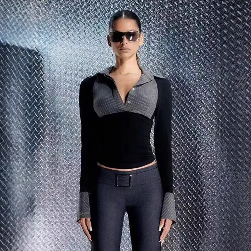 

Джинсы женские IIA Spicy Girl Color Blo, с длинным рукавом, с воротником, повседневные, прямые, из полиэфирного волокна, Cleanfit