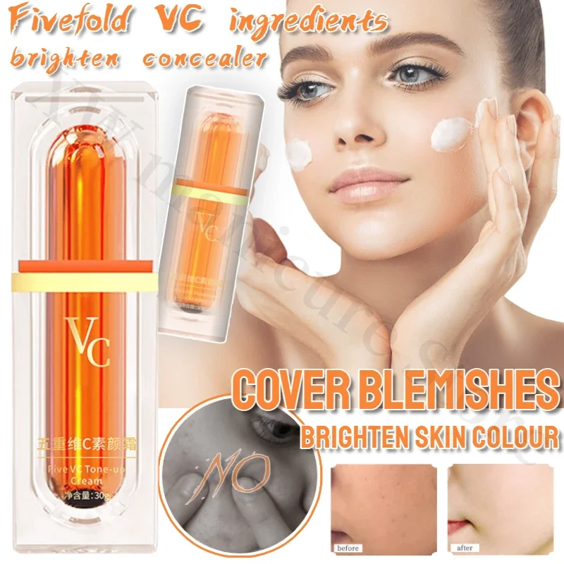 Five Times Vitamin C Setting Cream To Brighten Concealer and Brighten Skin Tone Moisturizing VC Isolation Cream Primer Makeup