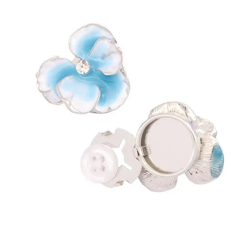 Knopfabdeckung 2 Stück Elegante Emaille-Blumen-Manschettenknöpfe für Damen Hemdknopfabdeckungen Hochzeits-Party-Accessoires Modeschmuck Geschenke – Detail 8