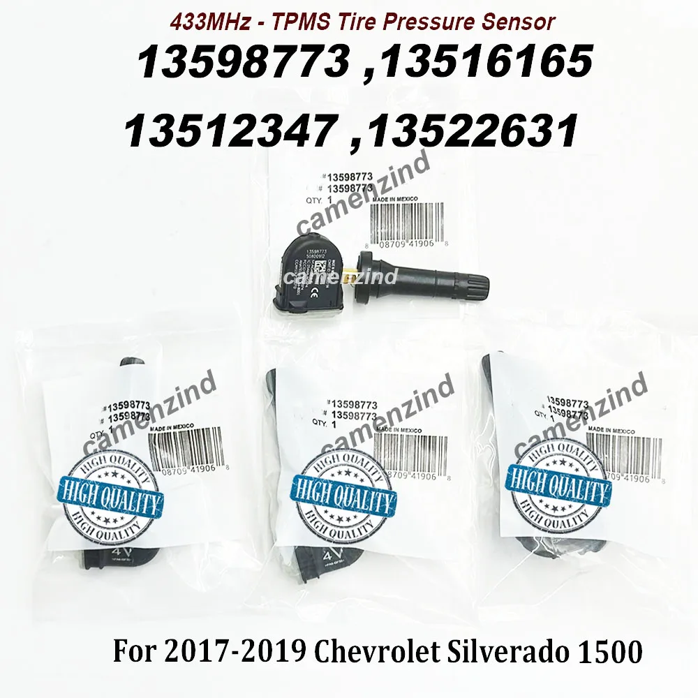 

4PCS 13598773 TPMS 433Mhz Tire Pressure Monitor Sensor 13516165 13512347 13522631 For C-adillac G-MC Sierra C-hevrolet
