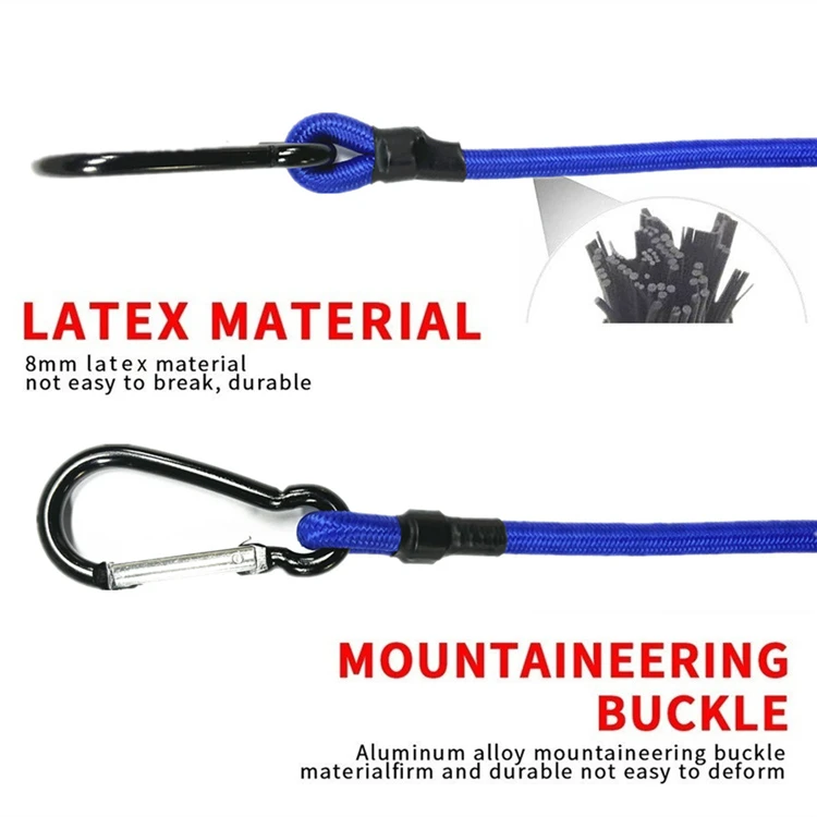 4 Stück Haken aus Aluminiumlegierung mit elastischen Seilen, praktische Latex-Bündelseile für Outdoor-Zelte und Campingausrüstung – Detail 2
